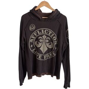 Affliction Men's  Hooded Thermal Reversible Shirt MEDIUM